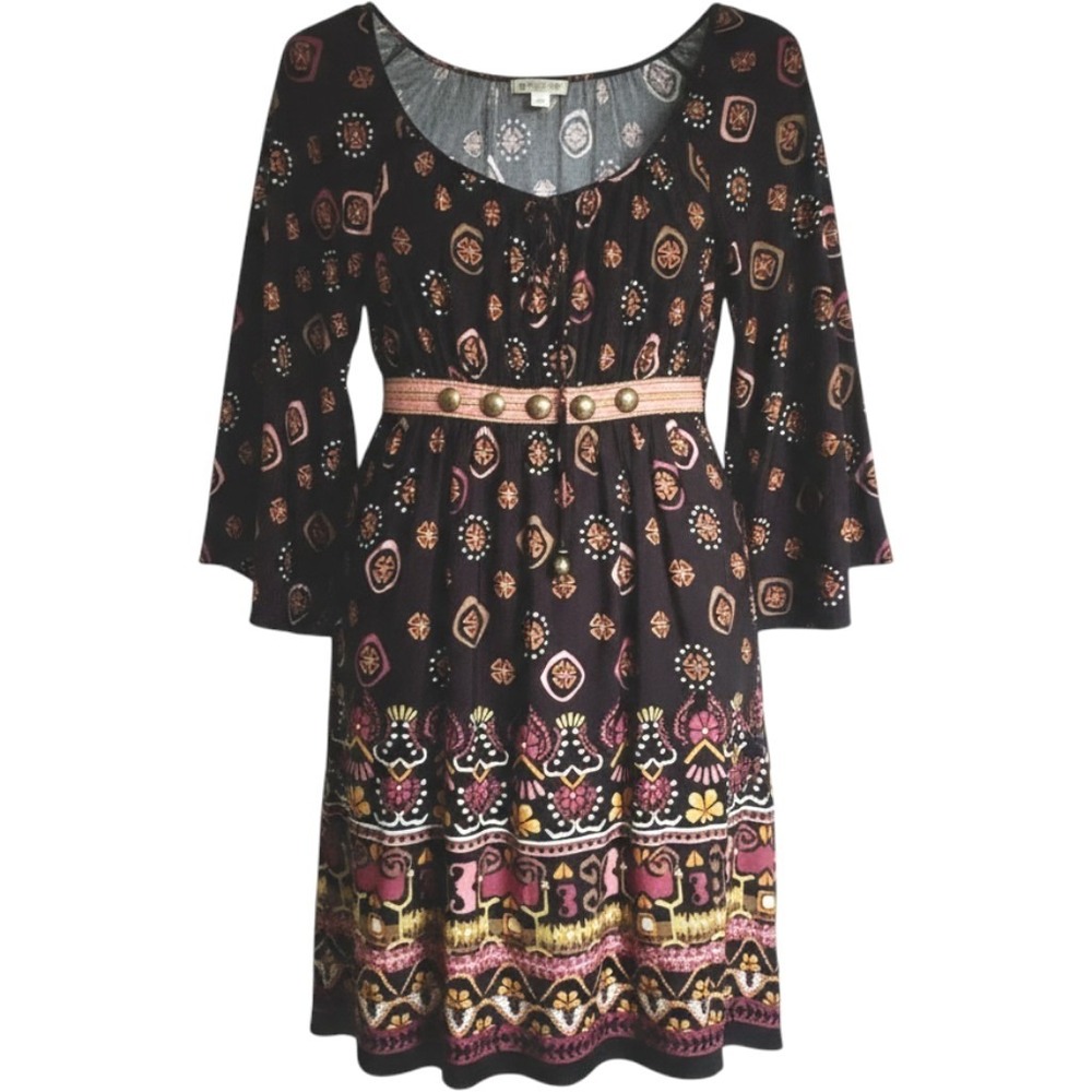 VTG Muse Boston Proper Dress Womens 10 M Peasant Studded Tassel Boho Fairygrunge